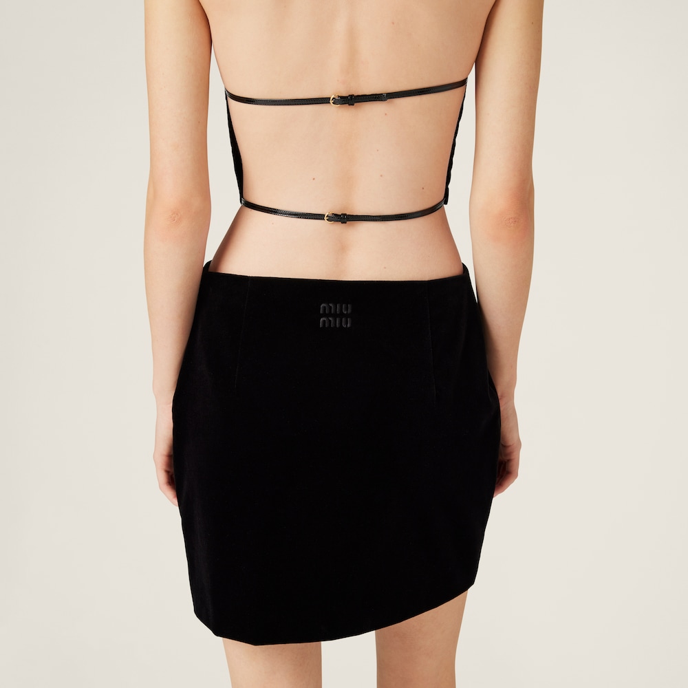 Stretch velvet miniskirt