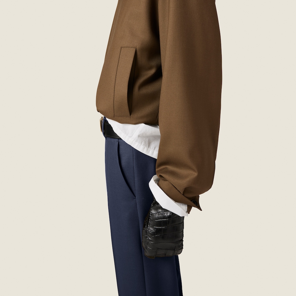 Gabardine blouson jacket with poplin collar