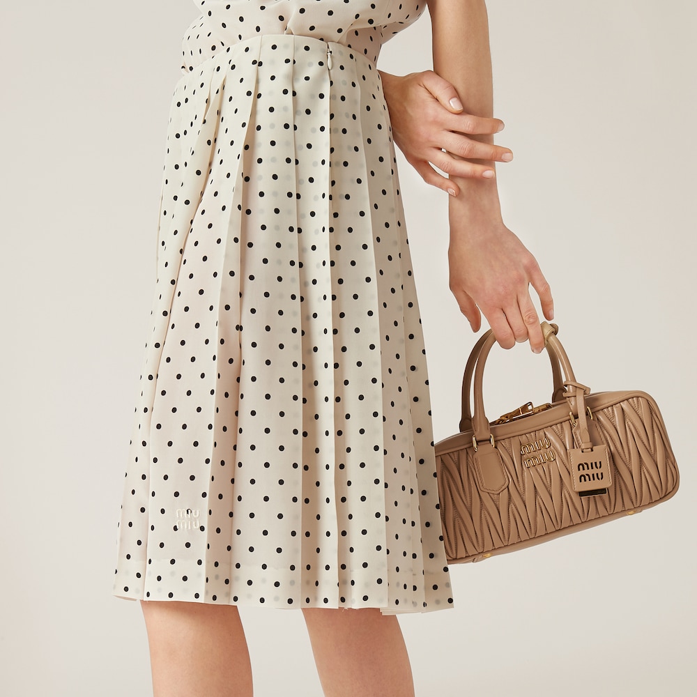 Polka-dot crepe de chine skirt