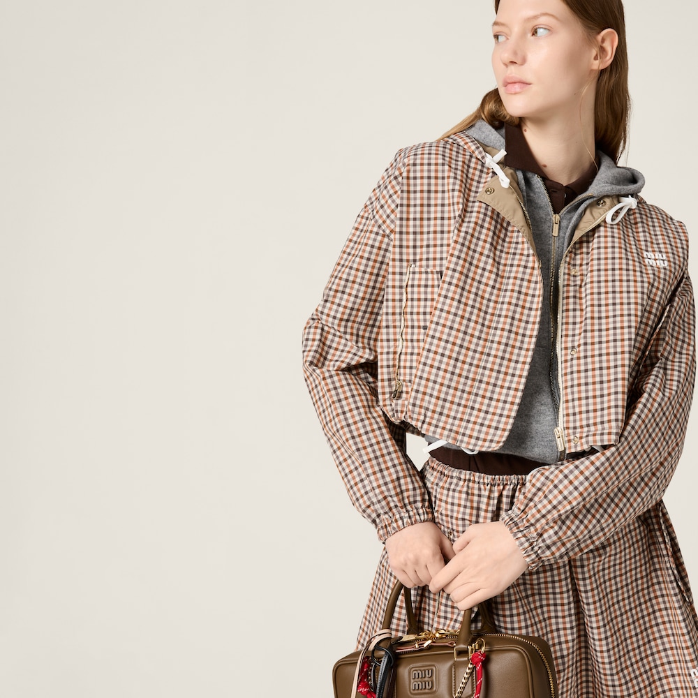 Vichy check technical fabric blouson jacket