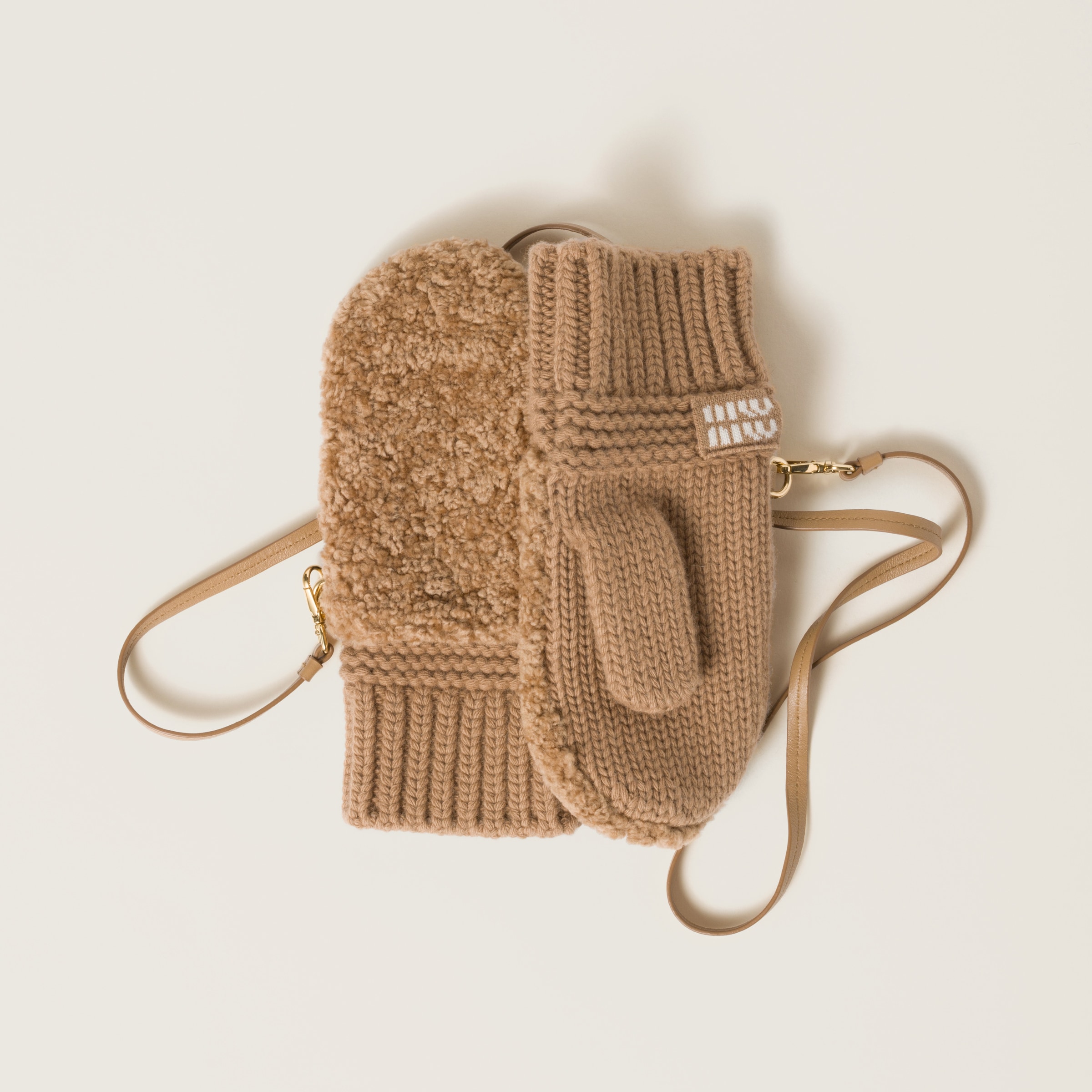 Wool, cashmere and shearling mittens