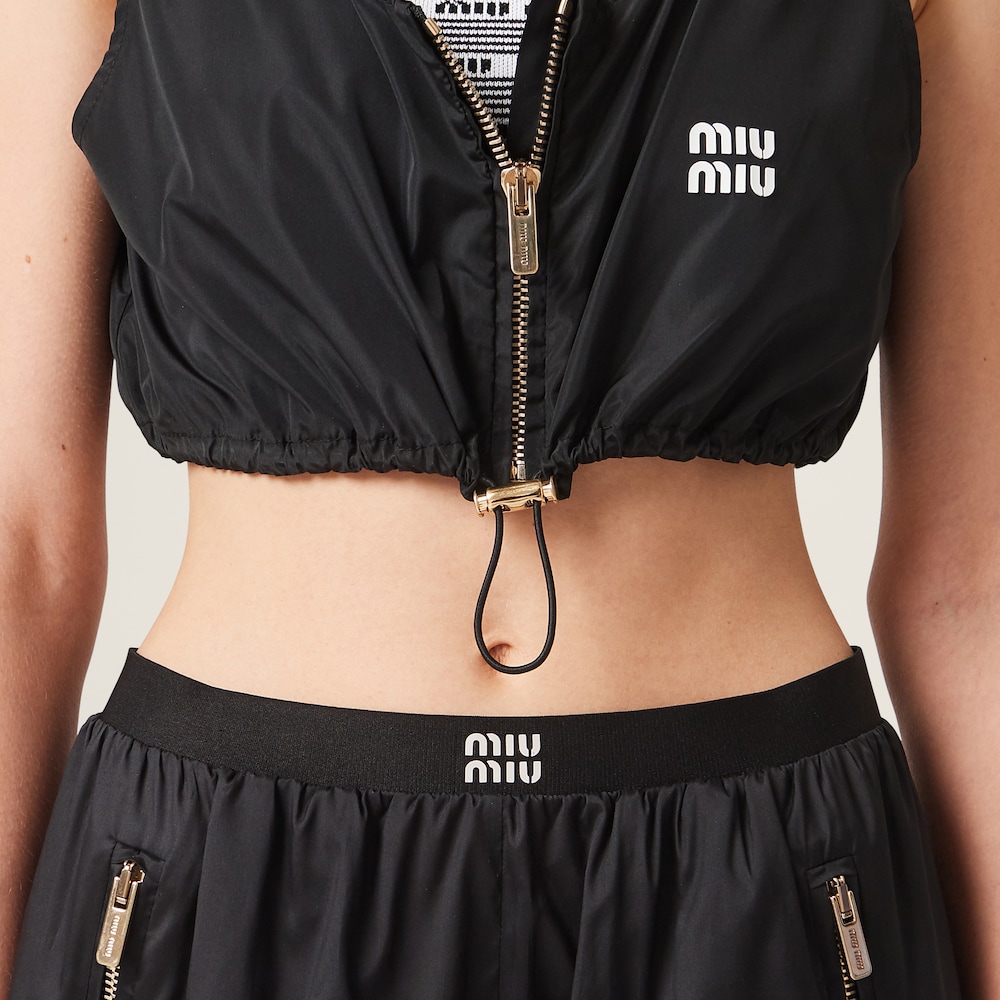 Technical silk shorts with printed logo