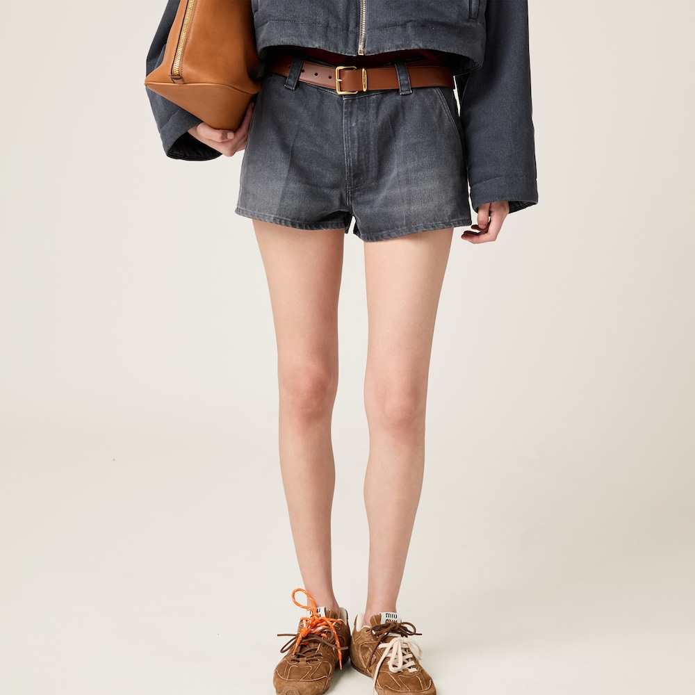 Washed drill shorts