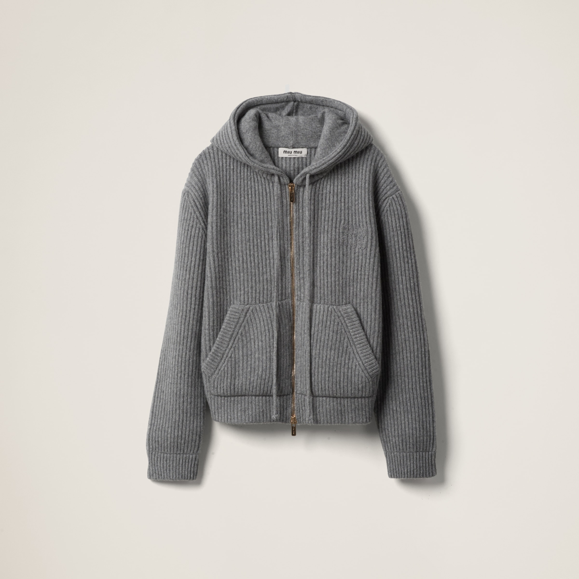Wool and cashmere hoodie cardigan