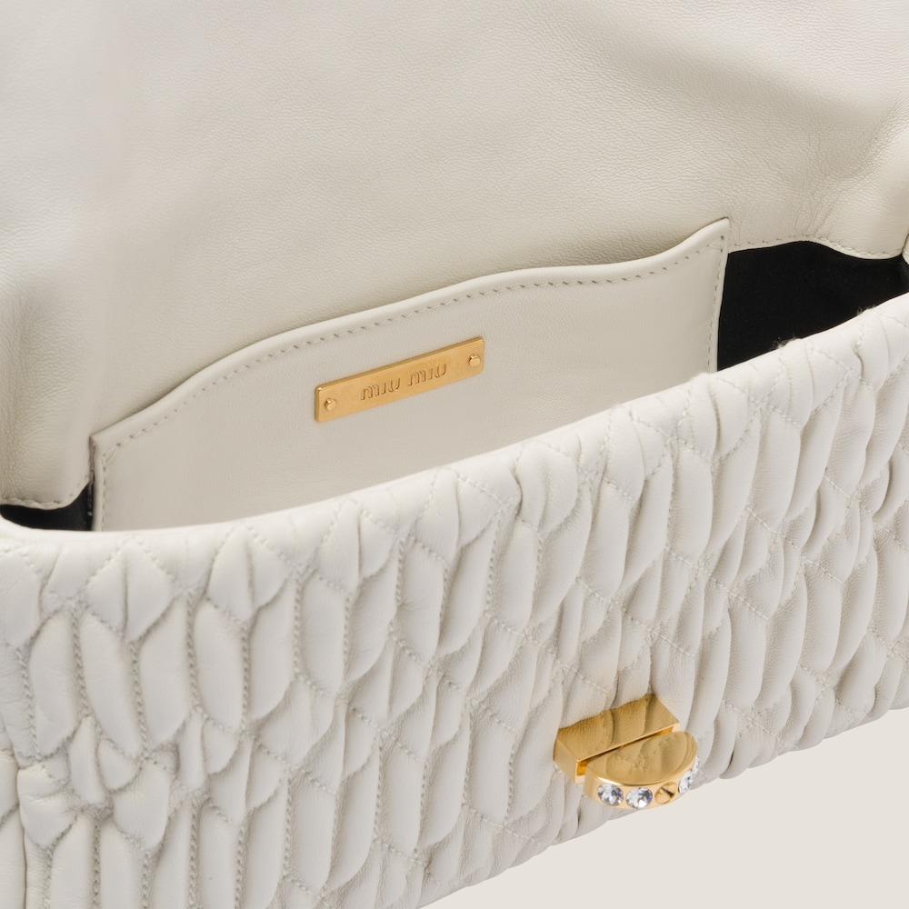 Miu Crystal Cloqué Nappa leather bag