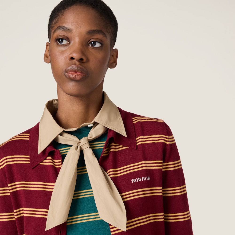 Striped cashmere and silk cardigan