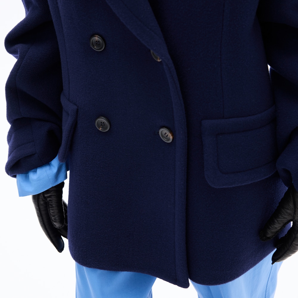 Double-breasted double wool coat