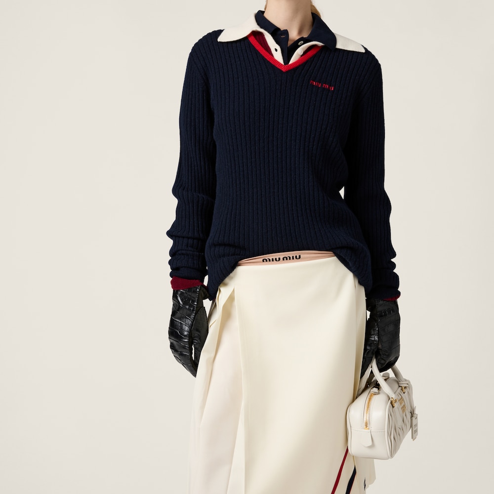 Pleated mohair fabric skirt