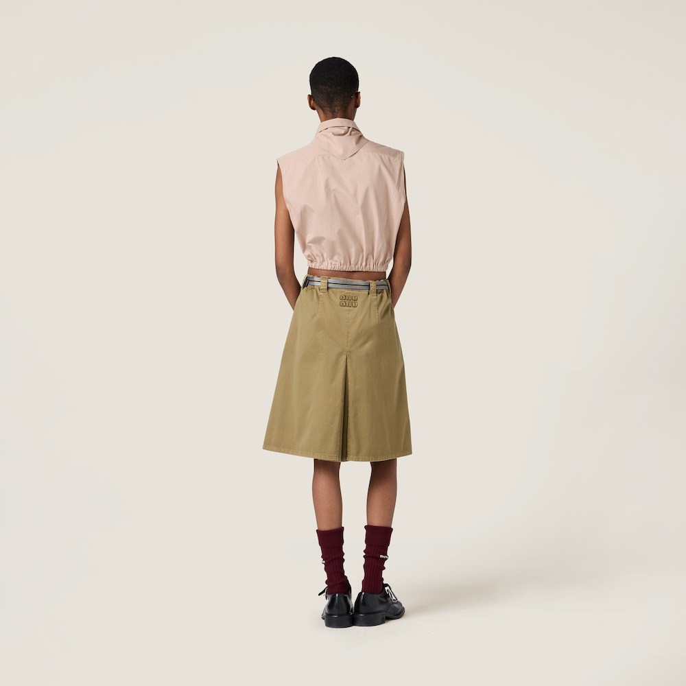 Sleeveless poplin shirt with scarf