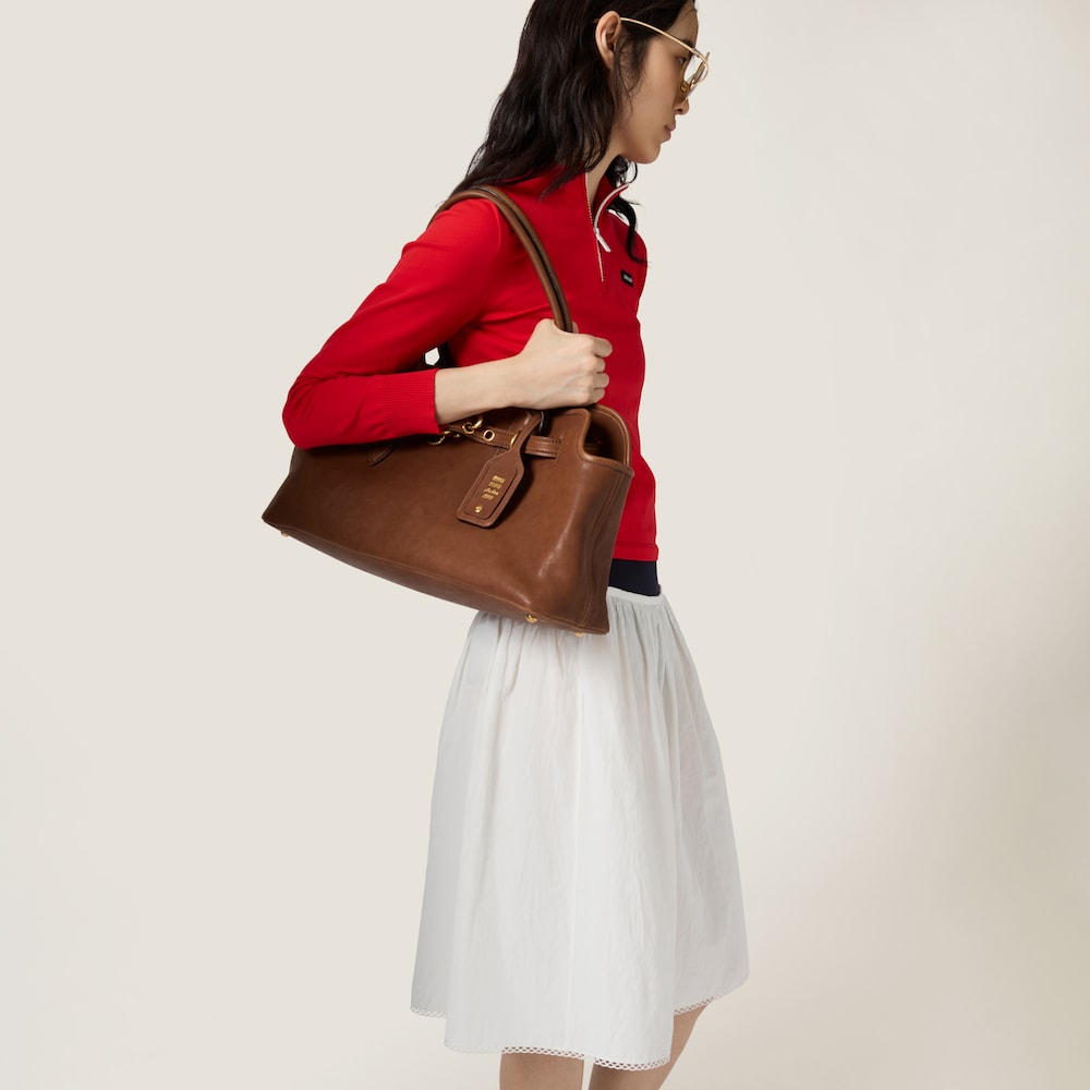 Slubbed poplin skirt