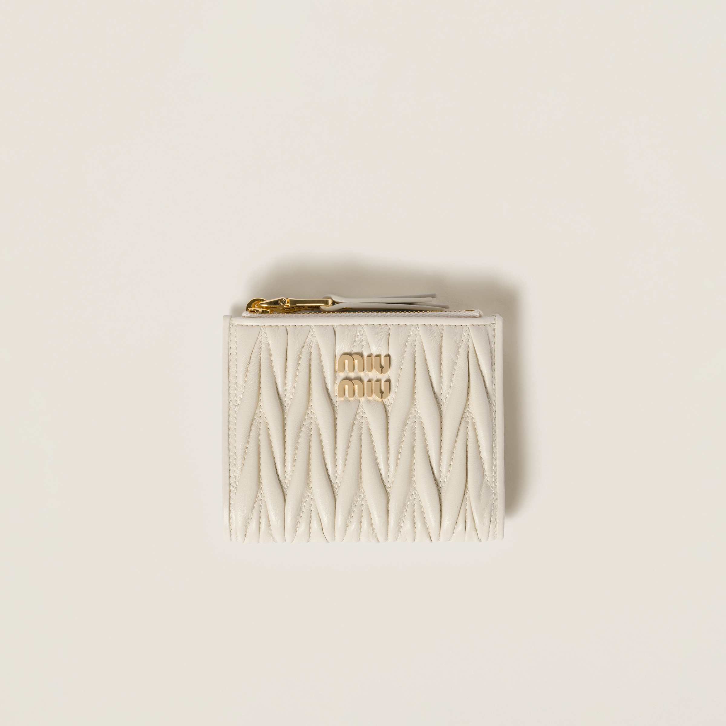 Matelassé nappa leather small wallet