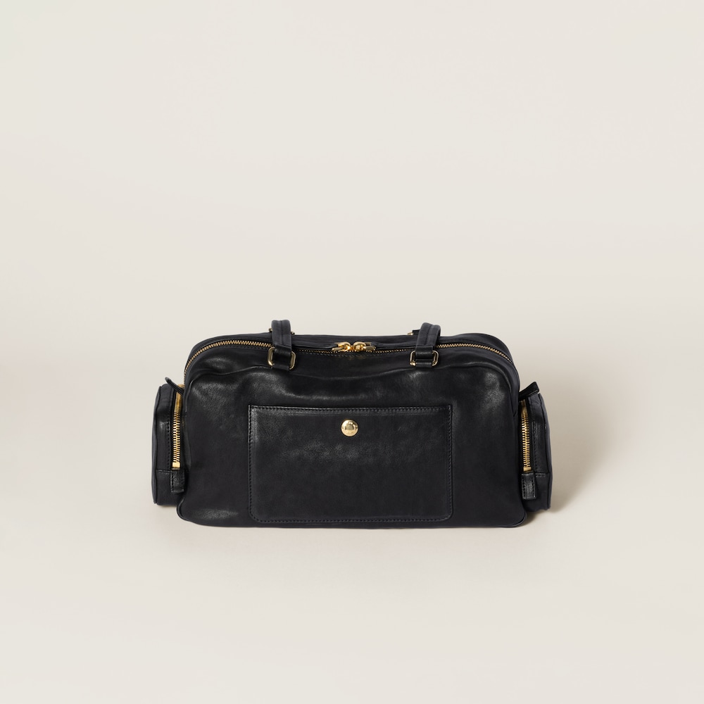 Pocket washed nappa leather bag