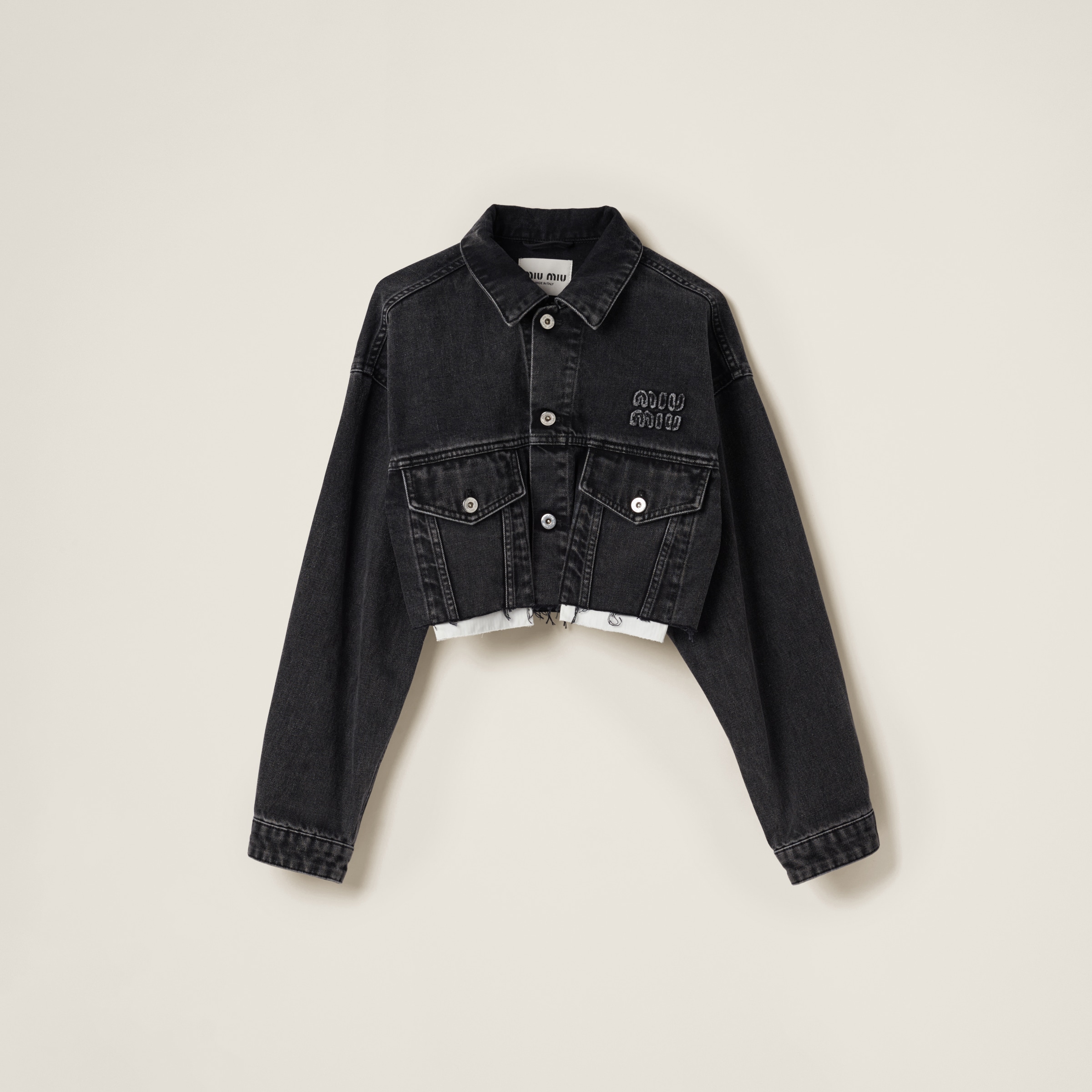 Black denim blouson jacket