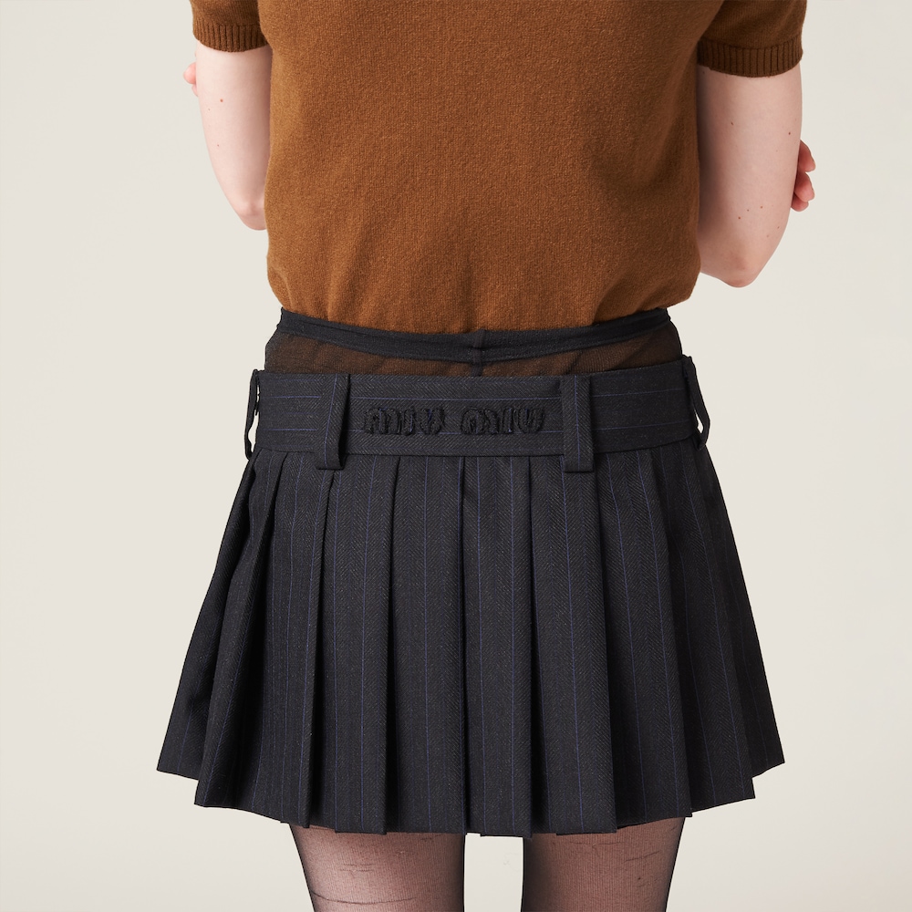 Pleated pinstripe skirt
