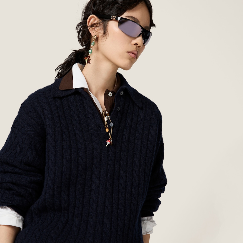 Cashmere knit polo shirt