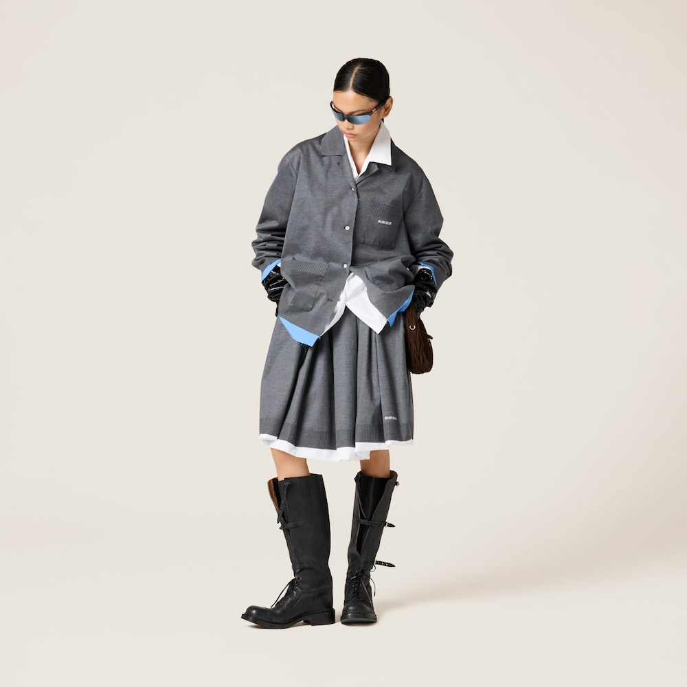 Knit and poplin shirt