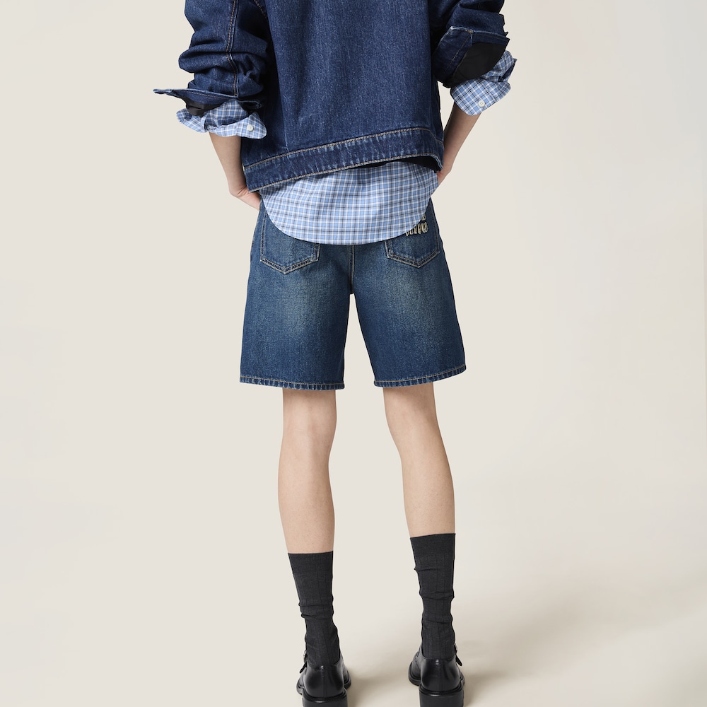 Washed denim Bermudas