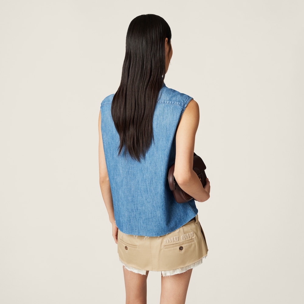 Sleeveless chambray shirt