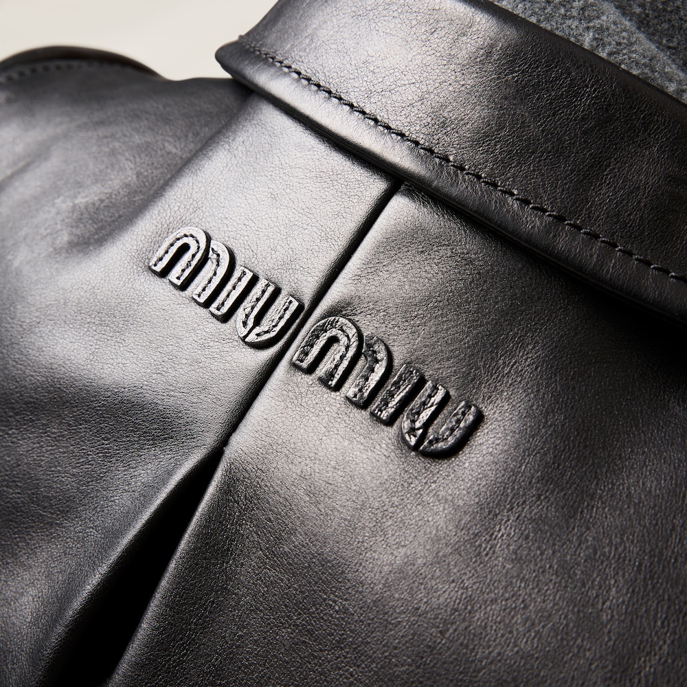 Double-breasted leather jacket