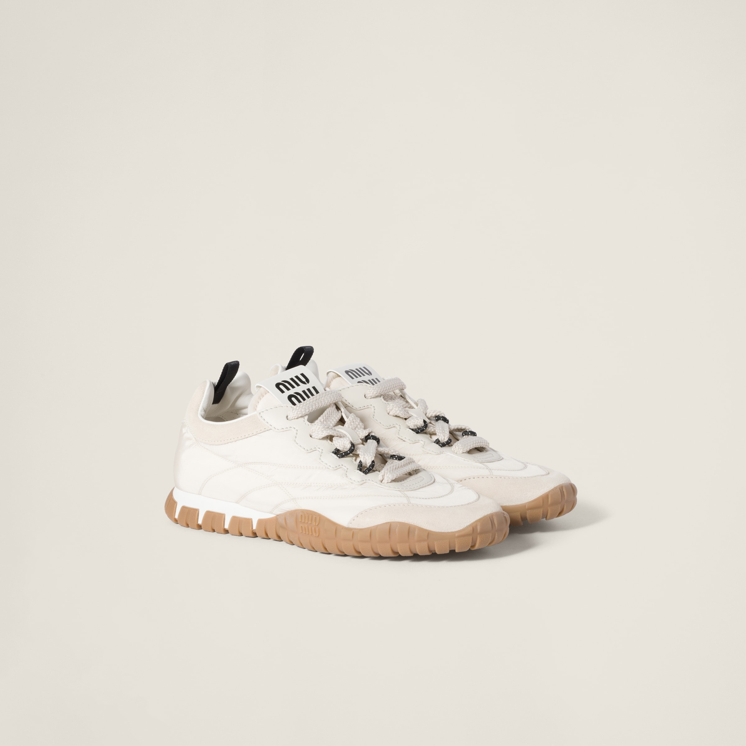 Tyre technical fabric and suede sneakers