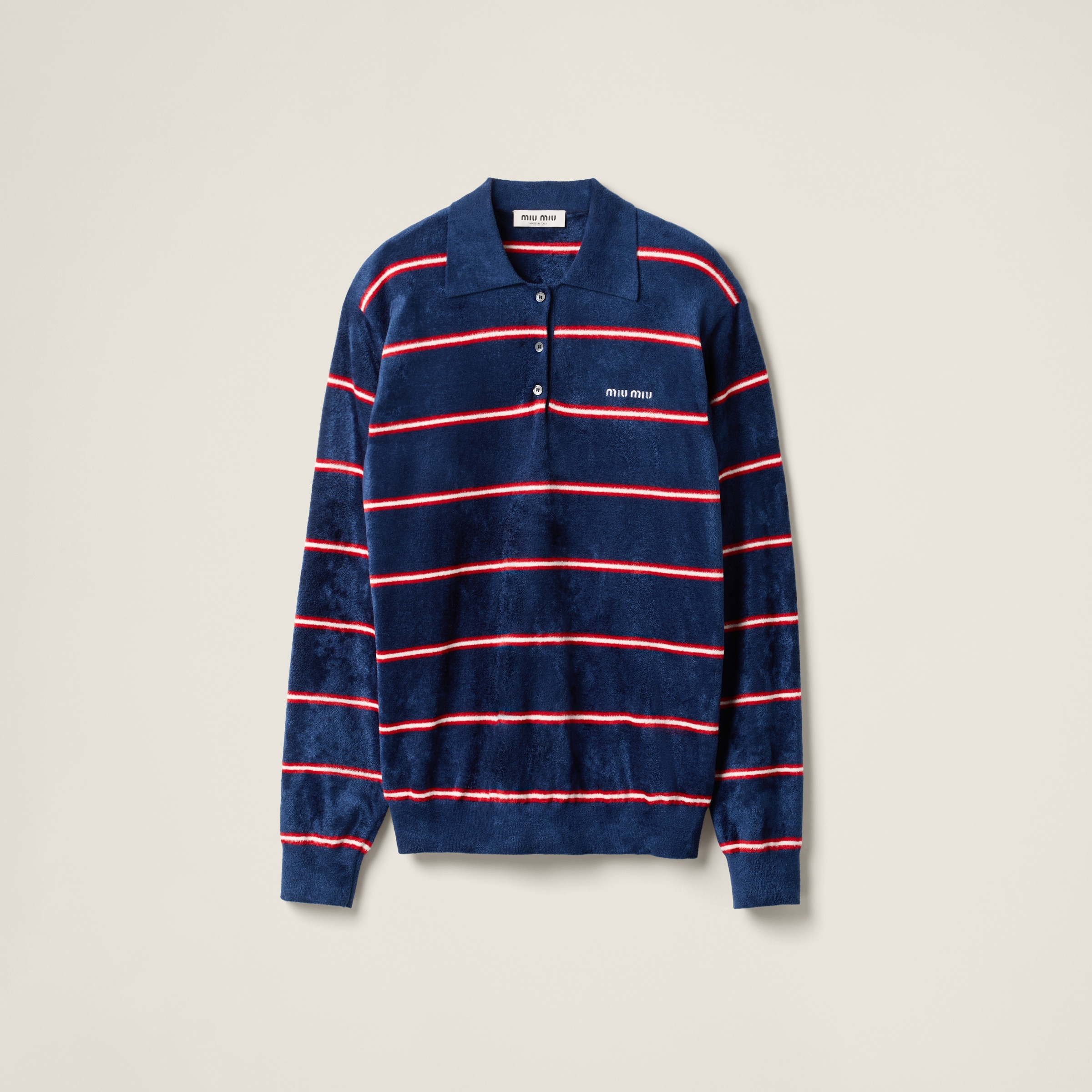 Striped viscose polo shirt