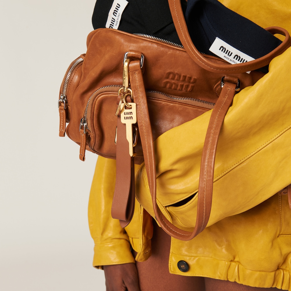 Nappa leather top-handle bag