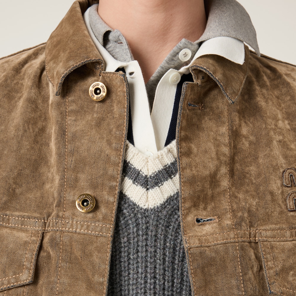 Washed flocked chambray vest