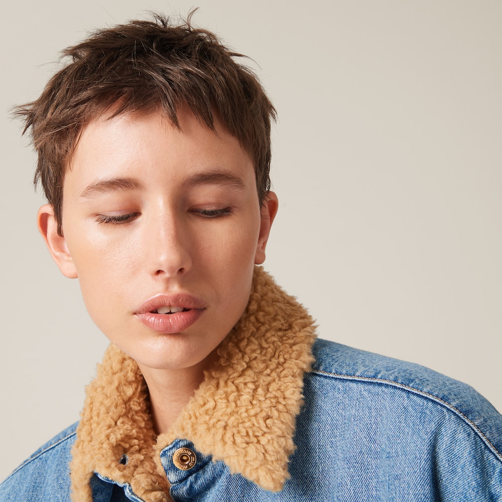 Embroidered denim blouson jacket