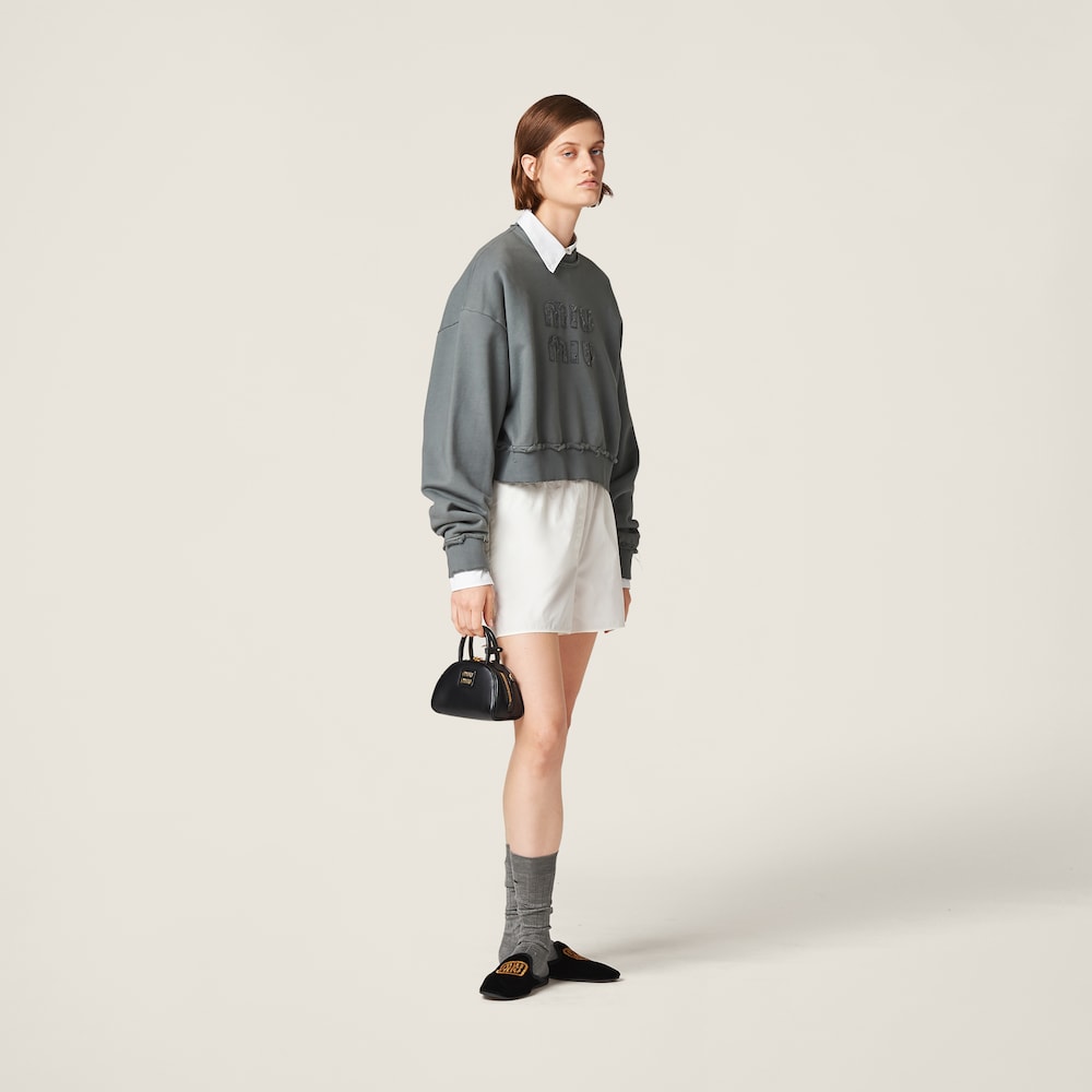 Garment-dyed cotton fleece sweatshirt