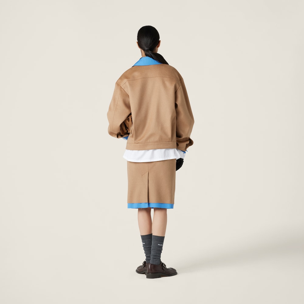 Camel-hair midi-skirt