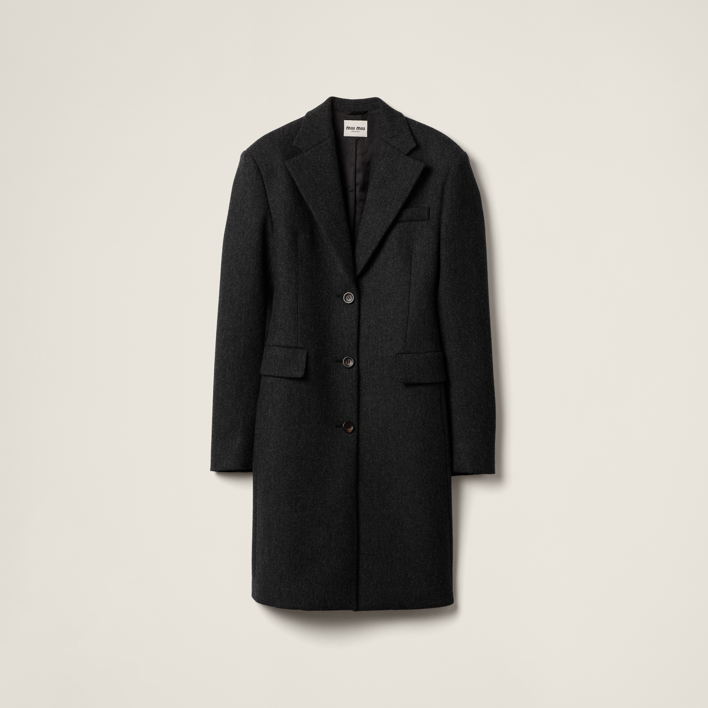 Single-breasted double wool coat