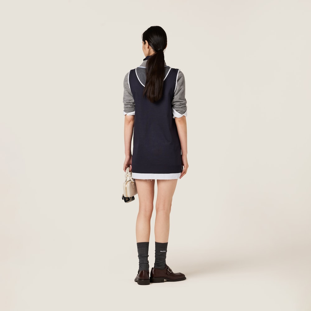 Knit and poplin mini-dress