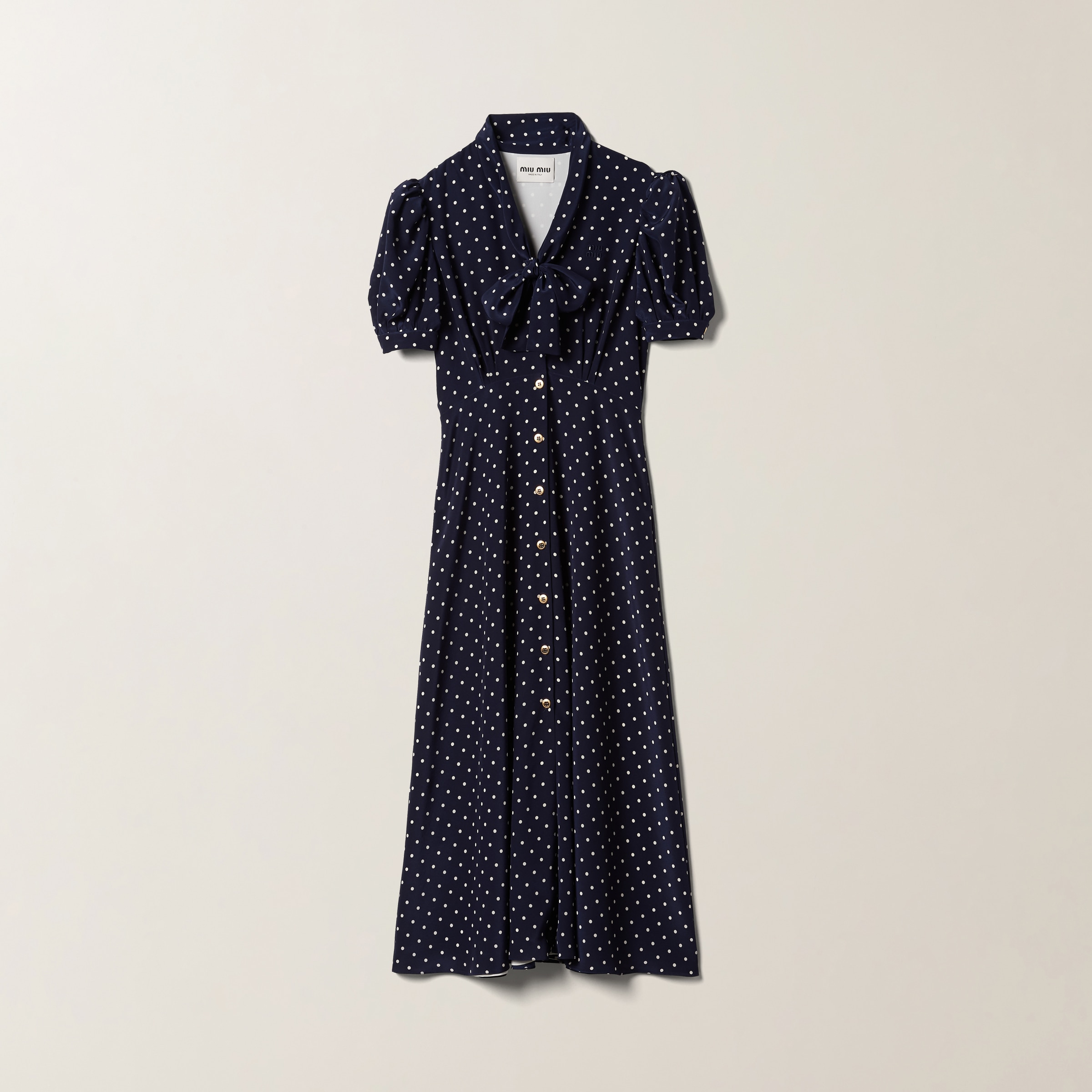Printed crepe de chine dress