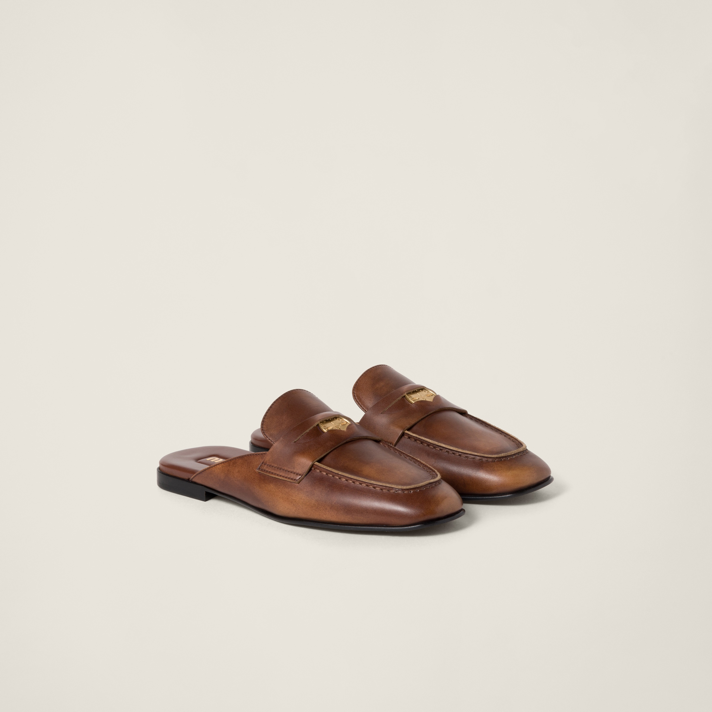 Bleached leather loafers