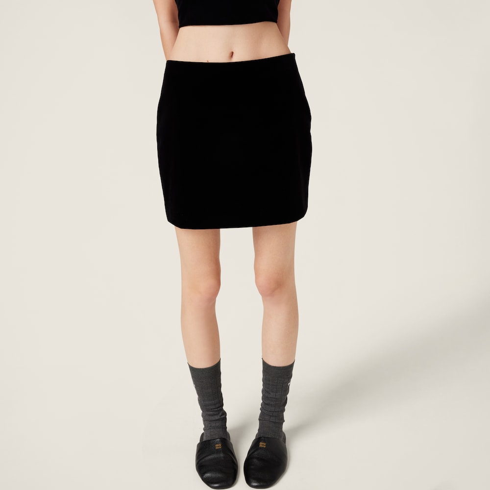 Stretch velvet miniskirt