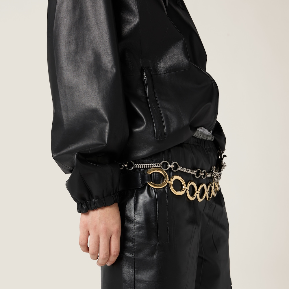 Nappa leather hoodie jacket