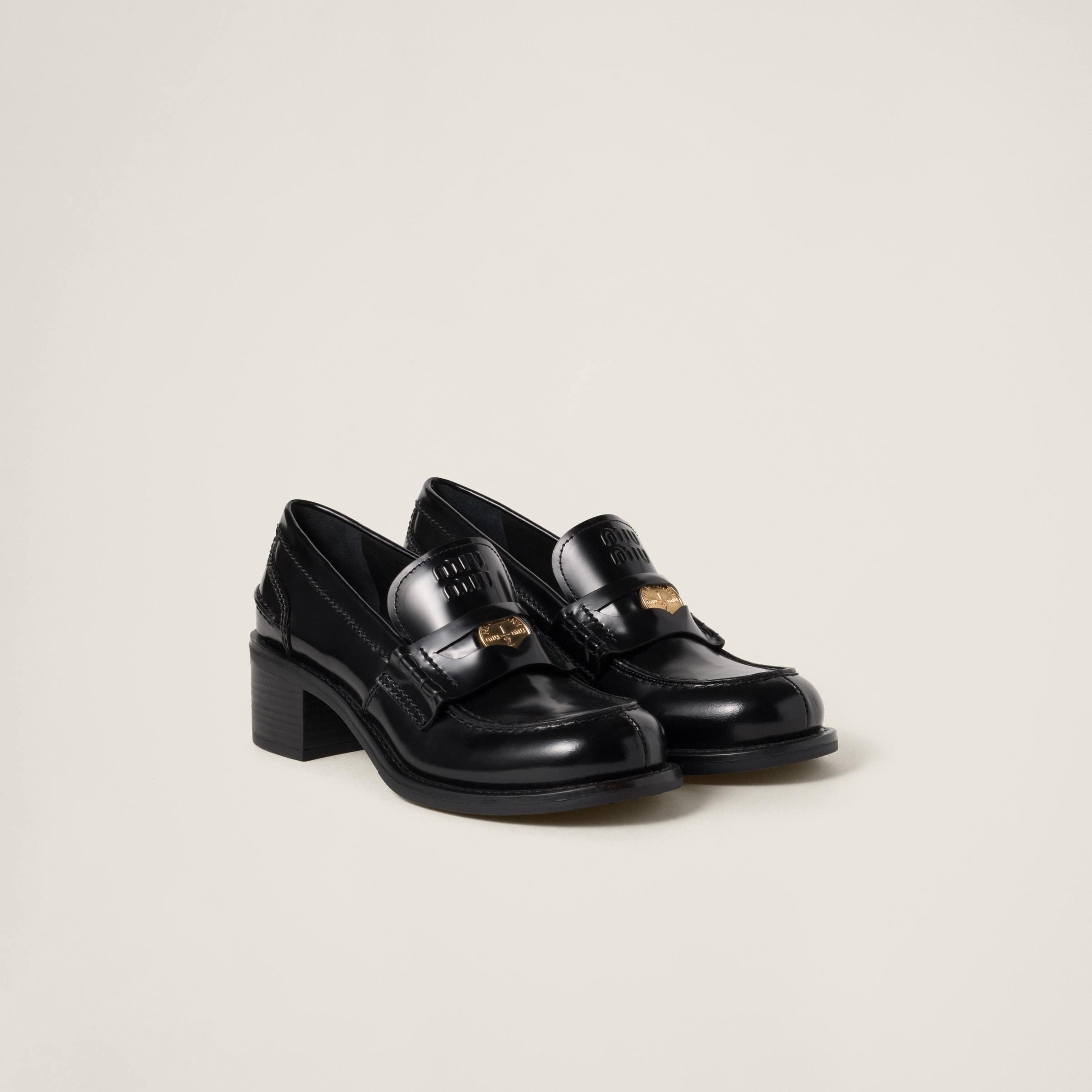 Brushed leather loafers