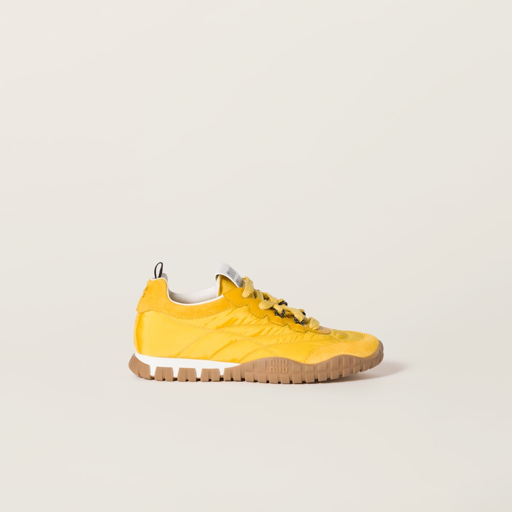Tyre technical fabric and suede sneakers
