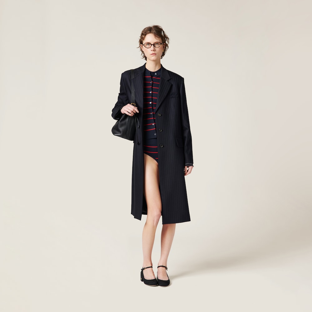 Single-breasted pinstripe coat