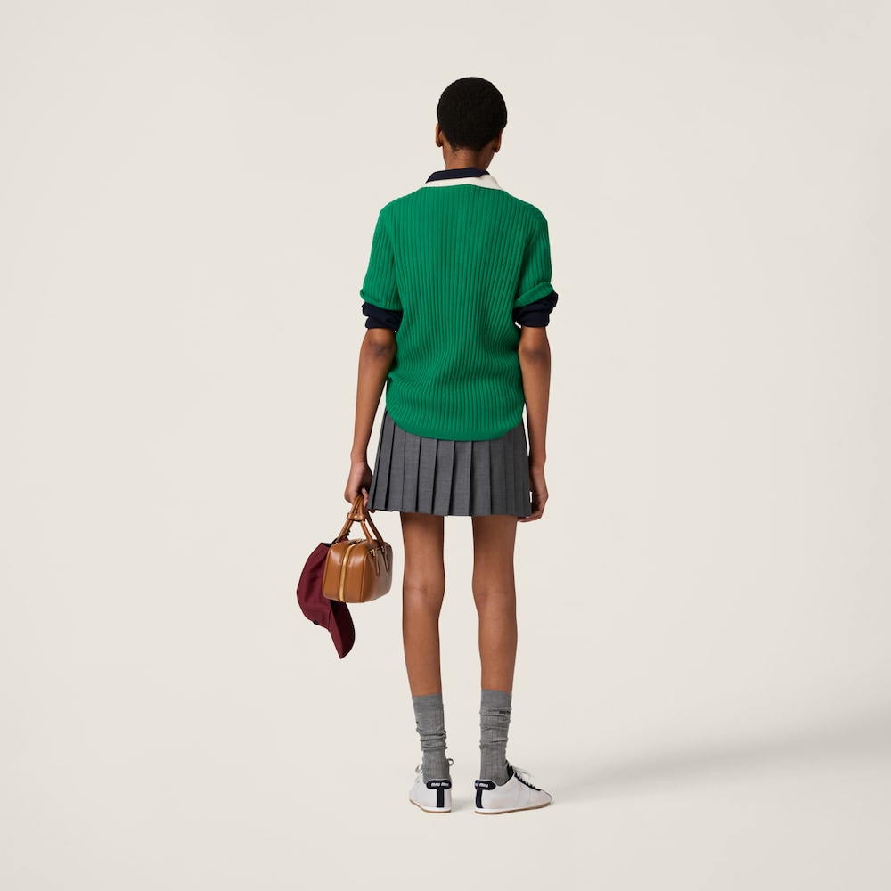 Ribbed cashmere polo shirt
