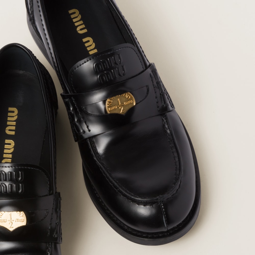Brushed leather penny loafers