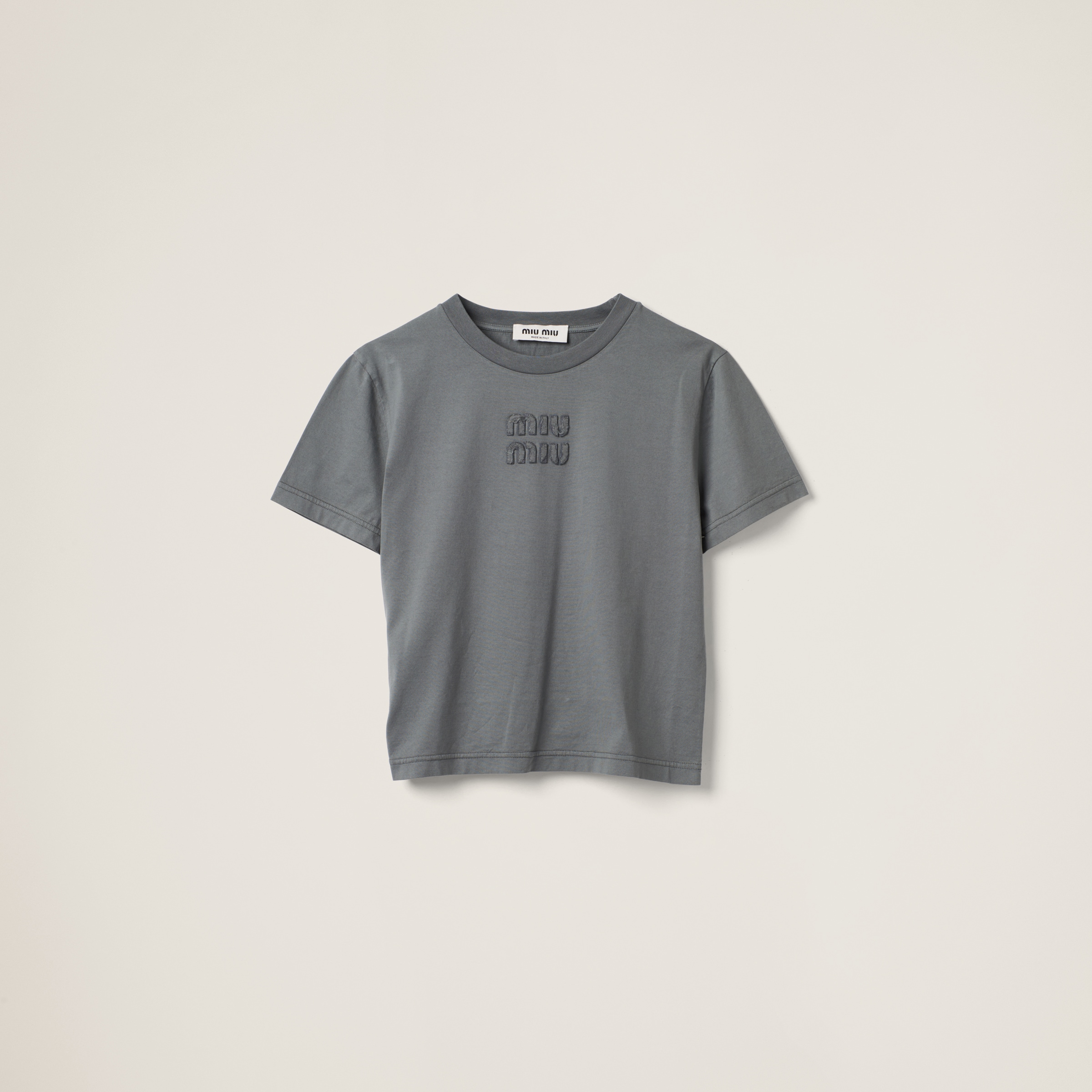 Garment-dyed jersey T-shirt with embroidered logo