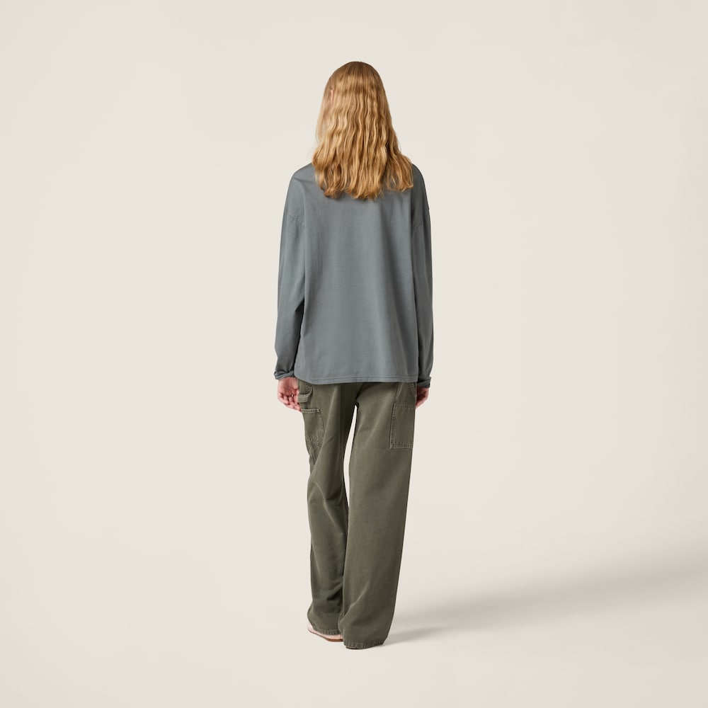 Garment-dyed long-sleeved jersey T-shirt