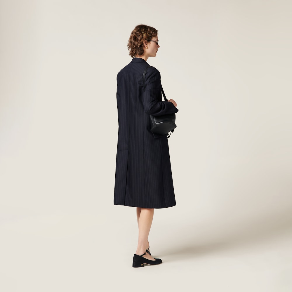Single-breasted pinstripe coat