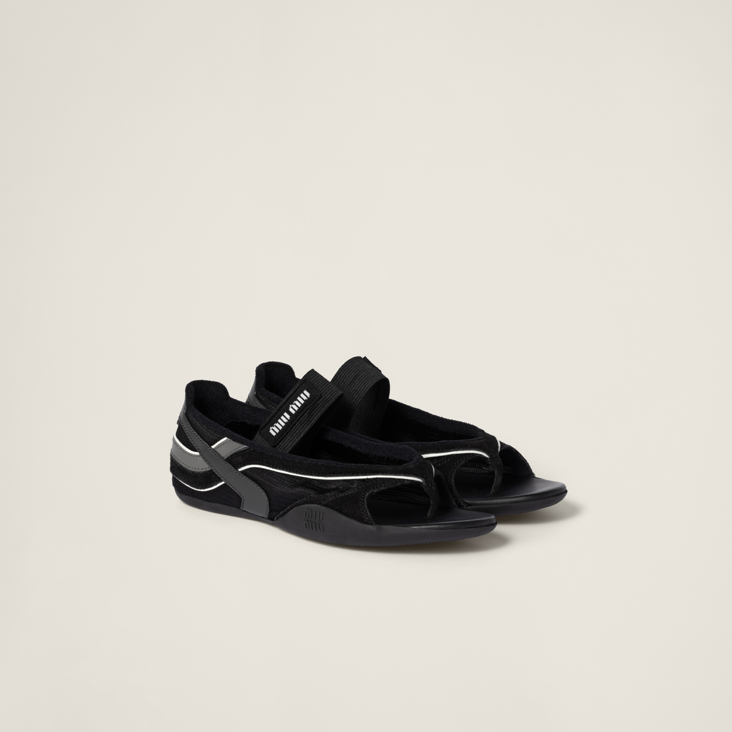 Gymnasium technical fabric thong ballerinas