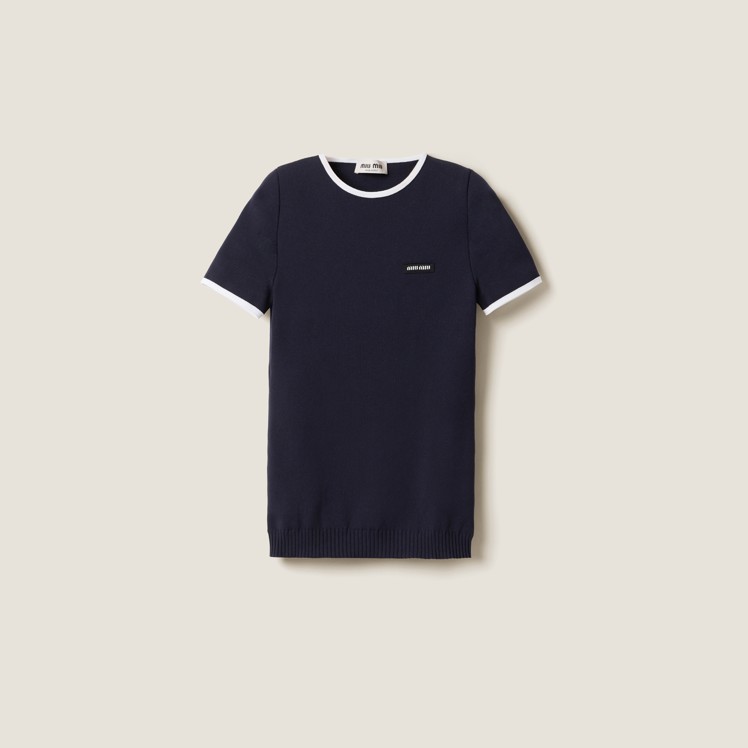 Technical yarn crew-neck sweater