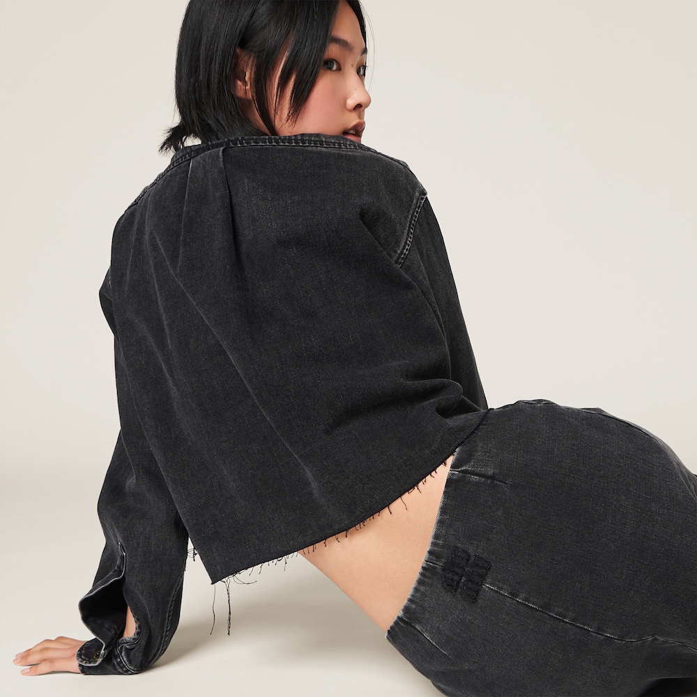 Black denim blouson jacket
