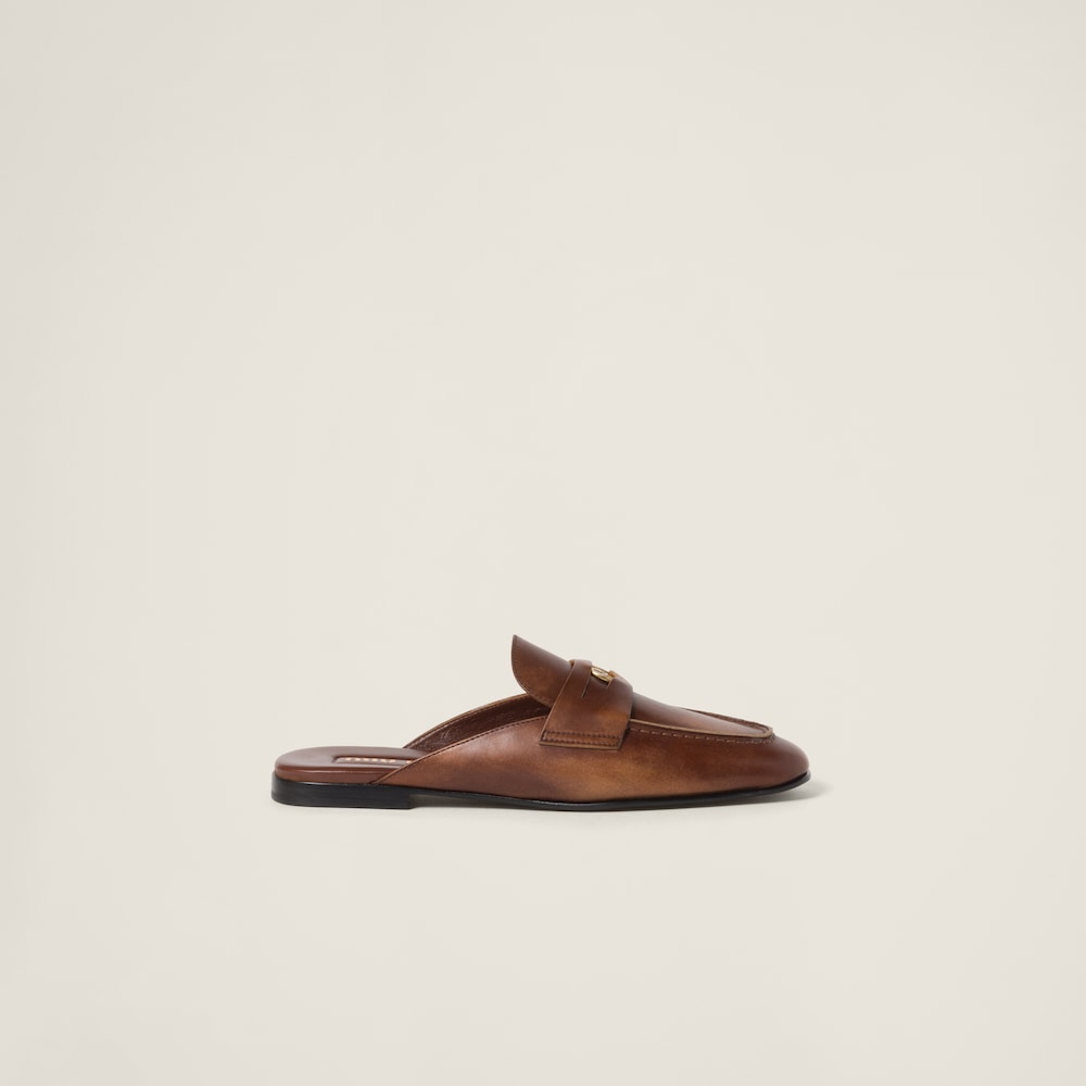 Bleached leather loafers
