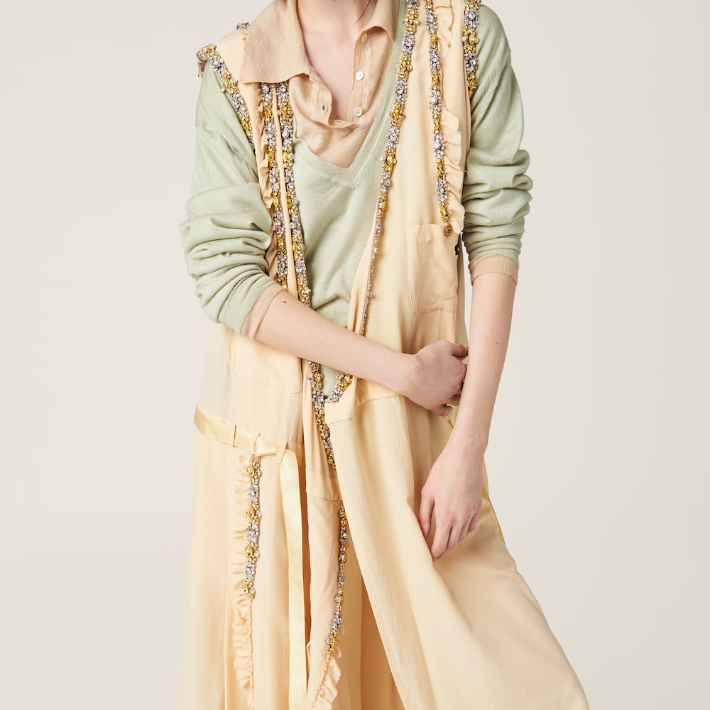 Embroidered marocain dress