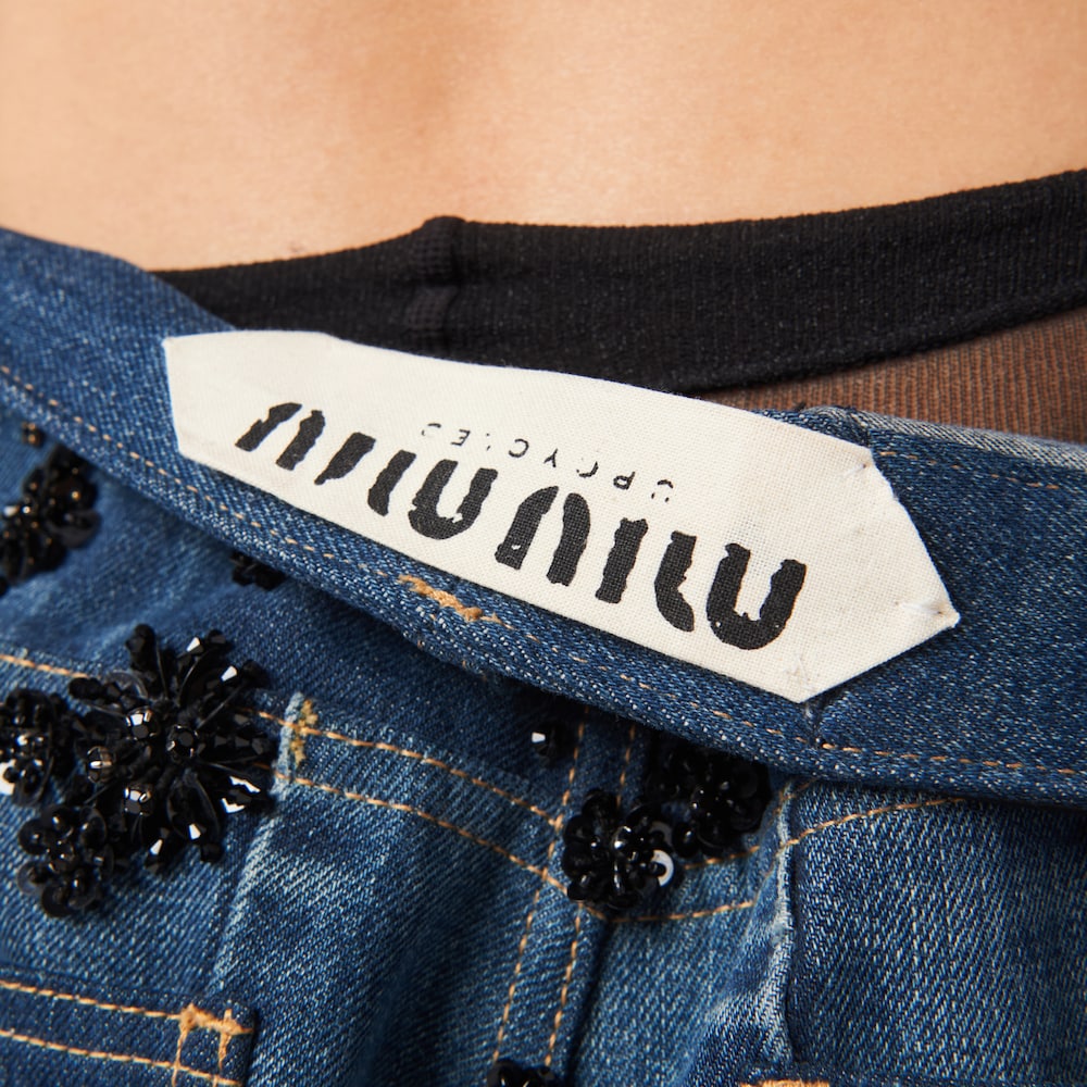 Embellished denim shorts